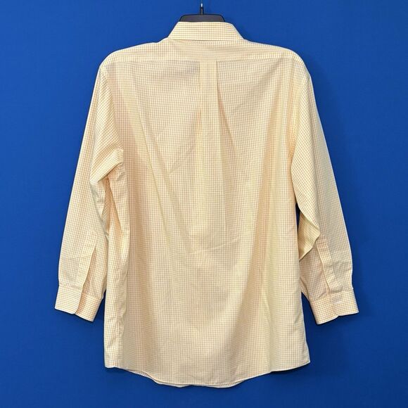 Brooks Brothers Regent Shirt Men's Size 17.5-33 Yellow White Check Non Iron - Picture 3 of 9